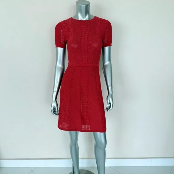 the kooples red dress The Kooples Floral Print Midi Wrap Dress In Red